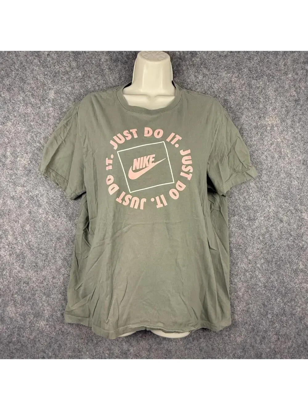 Nike Tee Shirt Olive Green Pink Graphics Men Size Large 623